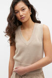 Cotton V Neck Crop Knit  Sandshell Marle  hi-res