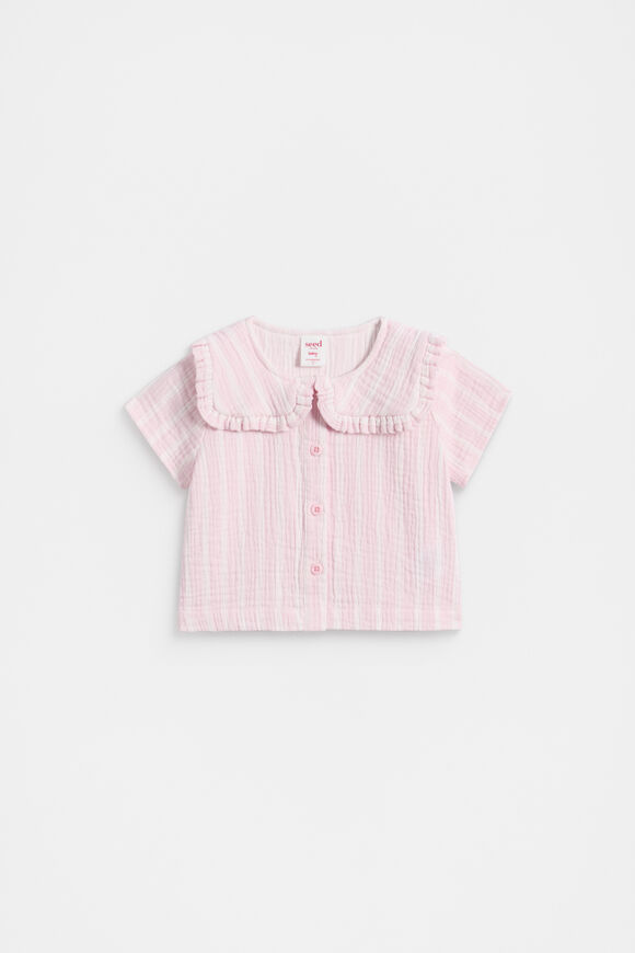 Stripe Collar Shirt  Berry  hi-res