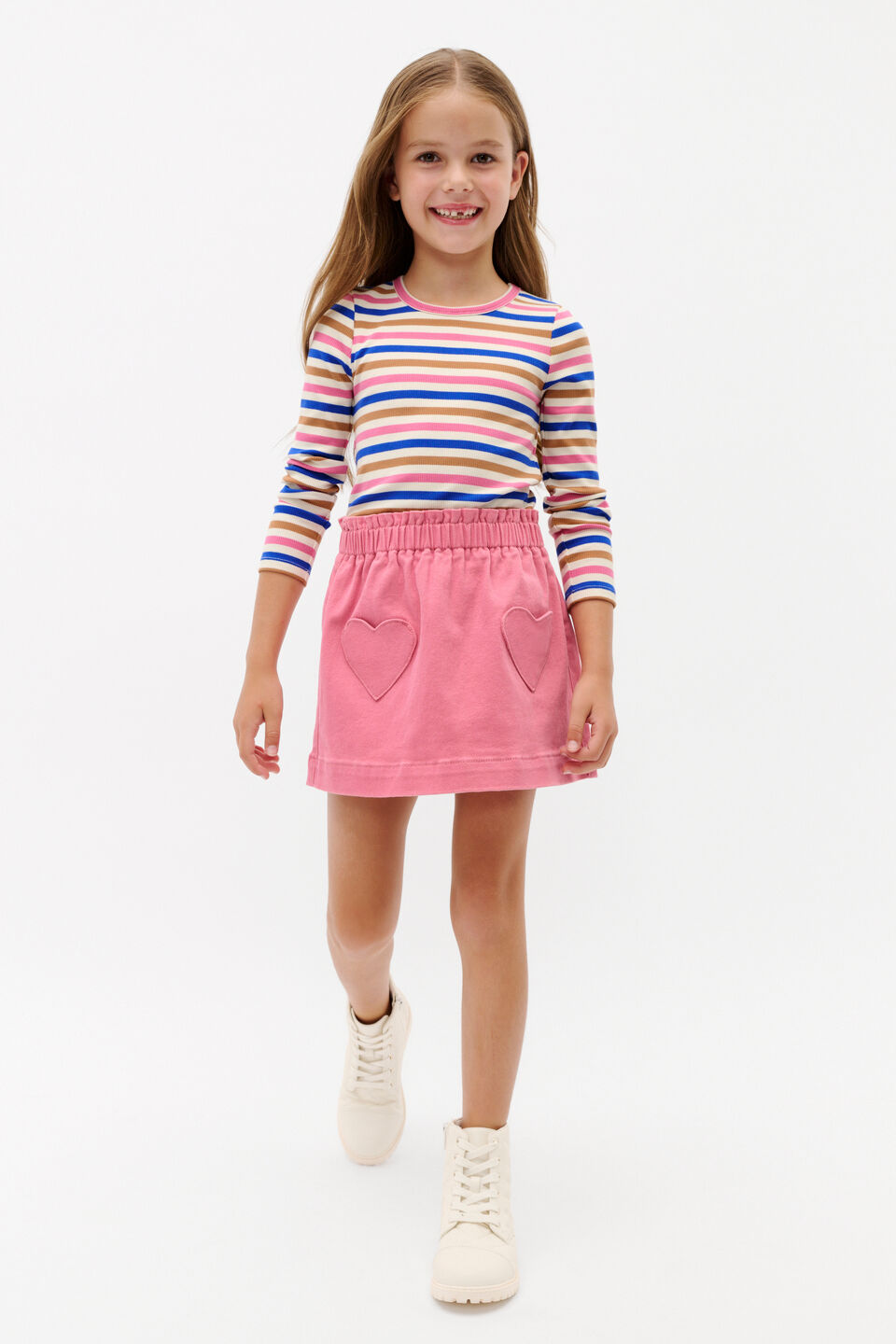 Heart Denim Skirt  Raspberry