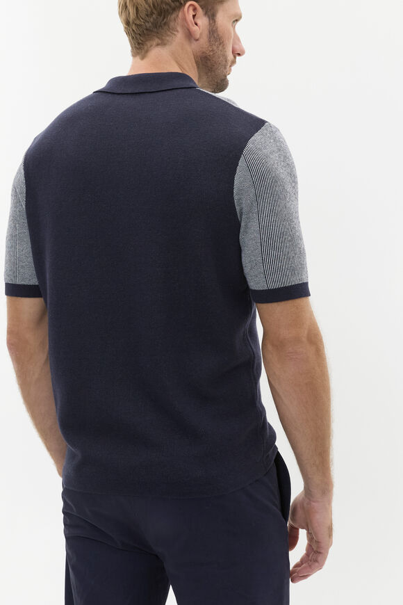Micro Stripe Knit Polo  Midnight Blue Stripe  hi-res