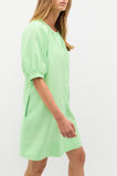 Linen Gathered Mini Dress  Green Apple  hi-res