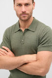 Short Sleeve Merino Knit Polo  Olive Marle  hi-res