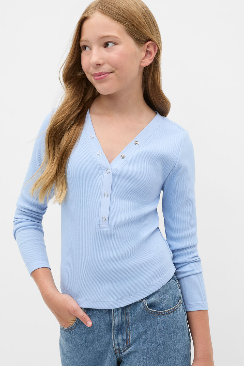 Placket Rib Tee  Cloud Blue