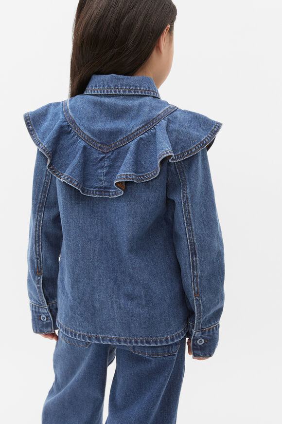 Ruffle Denim Shirt  Indigo  hi-res