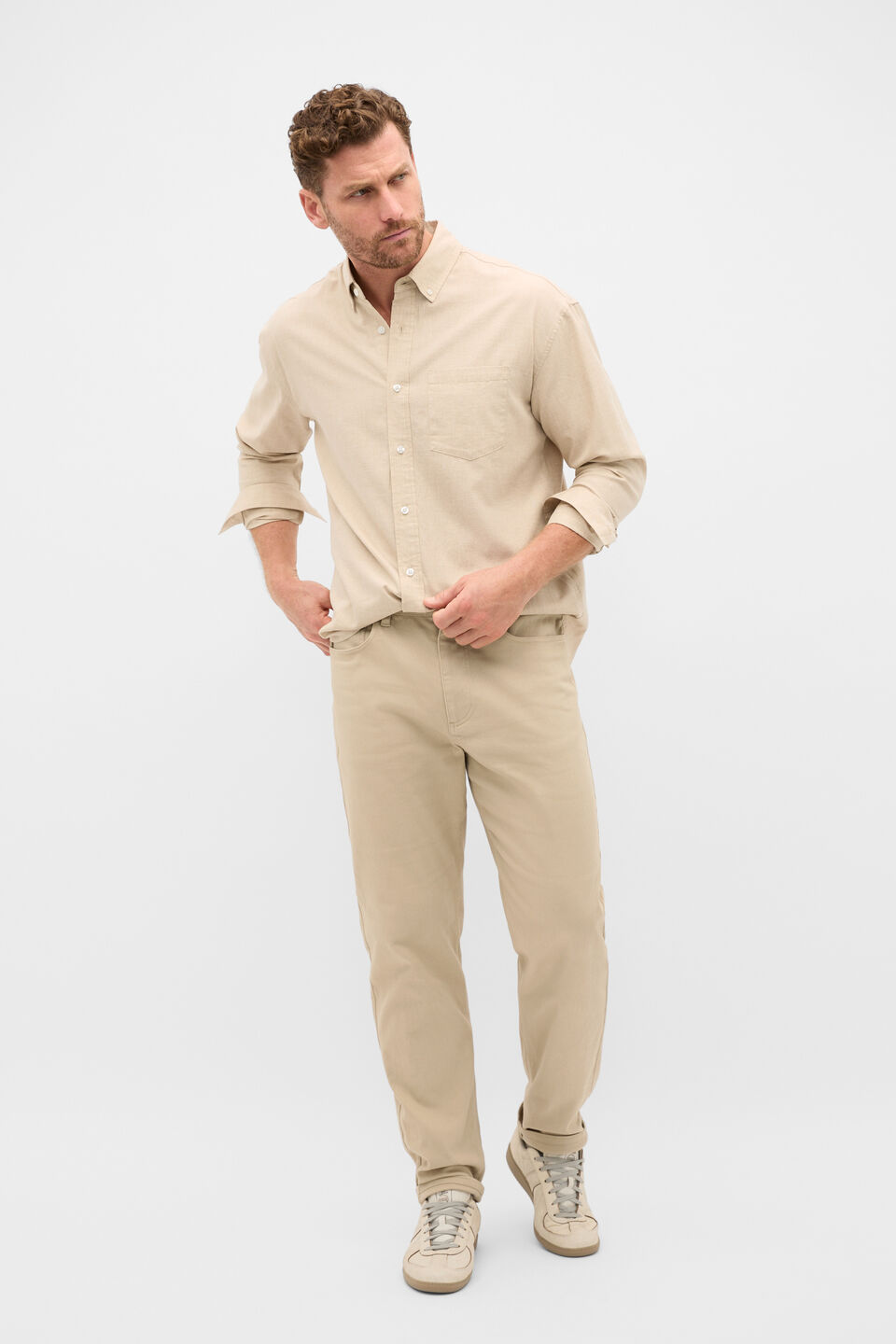 Relaxed Fit Brushed Cotton Shirt  Birch
