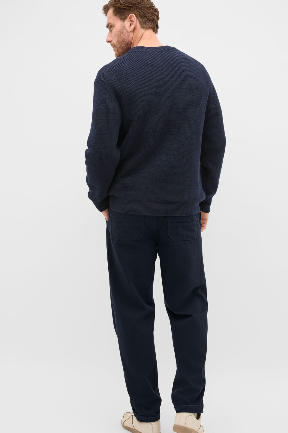 Cotton Crew Neck Knit  Midnight Blue