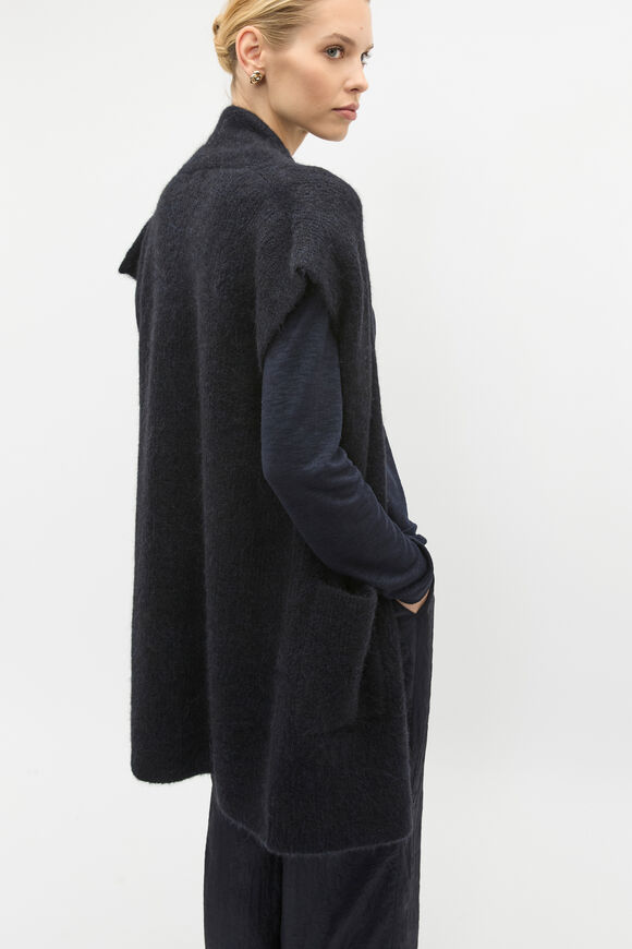 Rib Knit Mid Length Poncho  Twilight Blue  hi-res