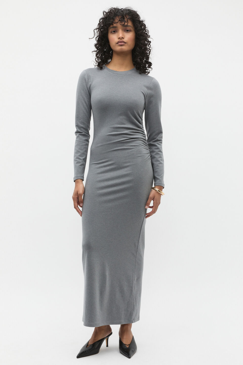 Ruched Jersey Midi Dress  Wolf