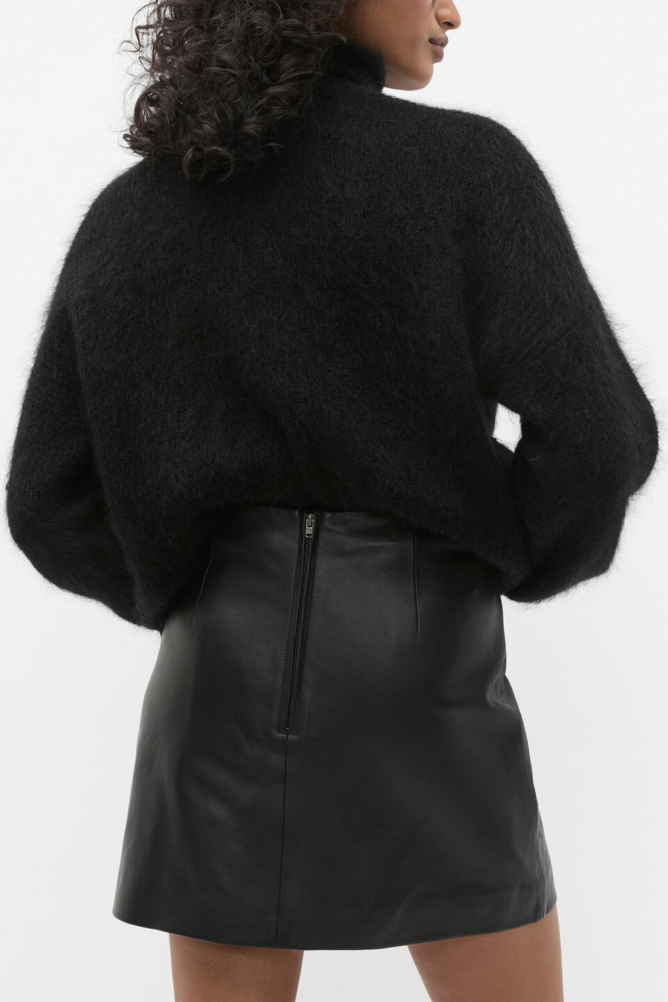 Leather Mini Skirt  Black