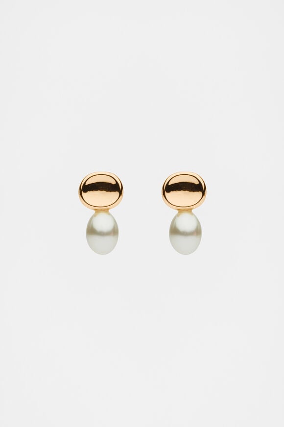 Pearl Drop Stud Earring  Gold  hi-res
