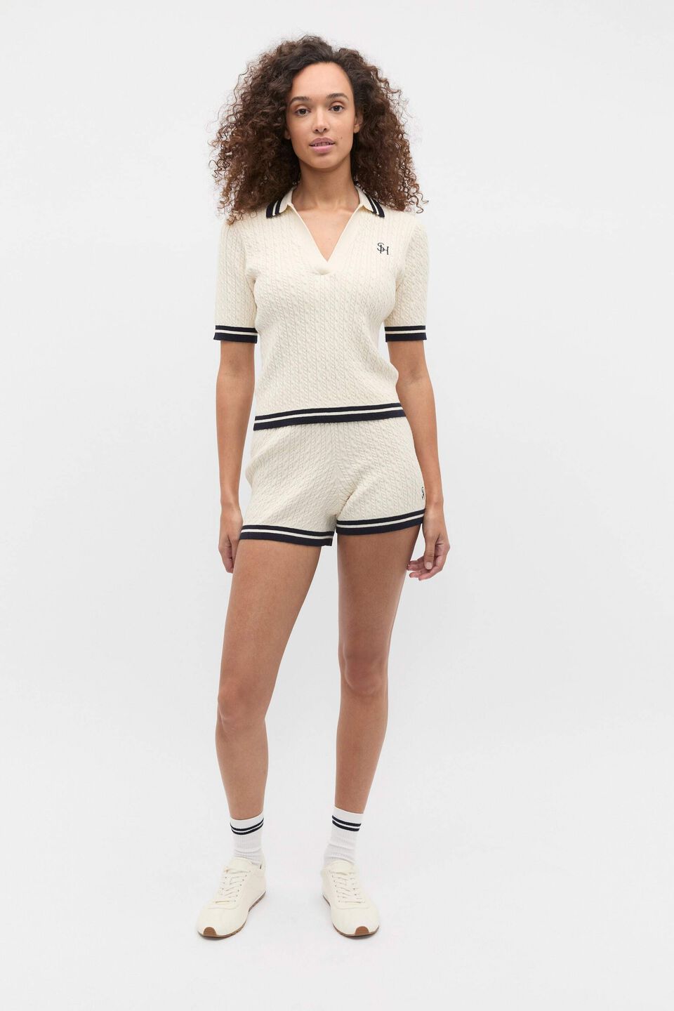 Cable Knit Short  Coconut Cream