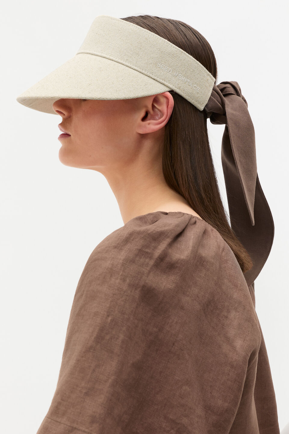 Textured Bow Detail Visor  Pinecone