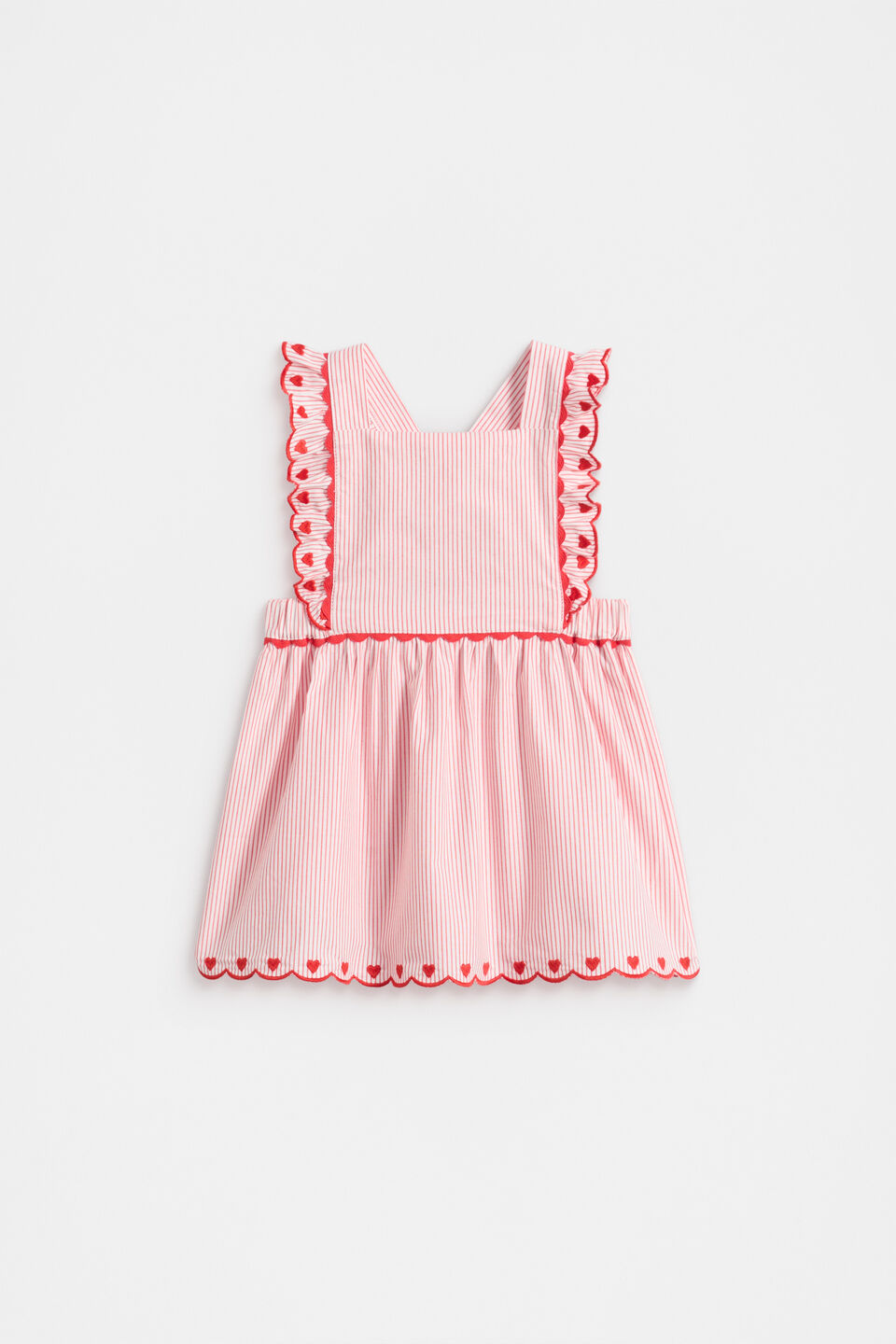 Stripe Scallop Dress  Strawberry Red