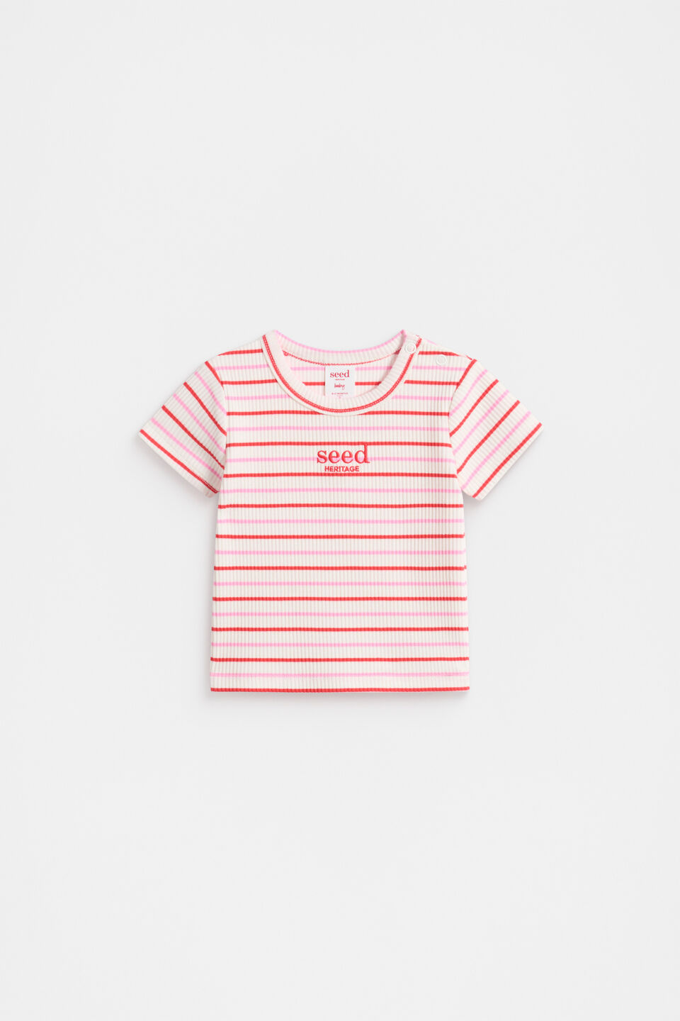 Stripe Logo Rib Tee  Candy Pink Multi