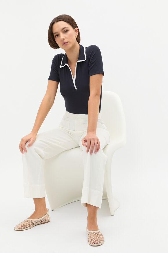 Contrast Rib Short Sleeve Polo  Twilight Blue  hi-res