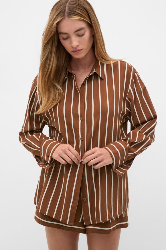 Stripe Shirt and Short PJ Set  Biscoff  hi-res