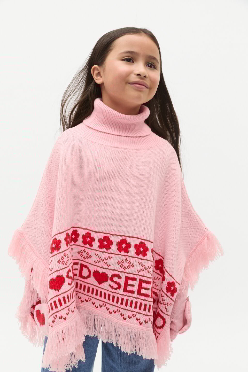 Fairisle Poncho  Rose Petal