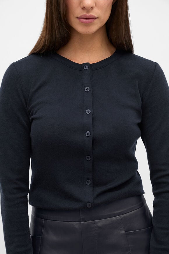 Australian Merino Cardigan  Twilight Blue  hi-res