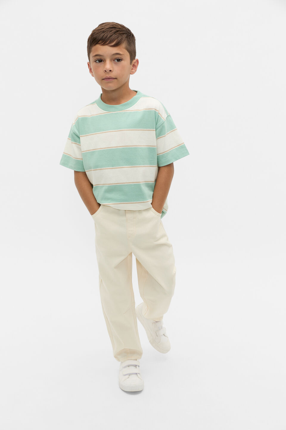 Relaxed Stripe Tee  Dark Mint