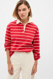 Relaxed Cotton Rugby Polo Top  Poppy Stripe  hi-res