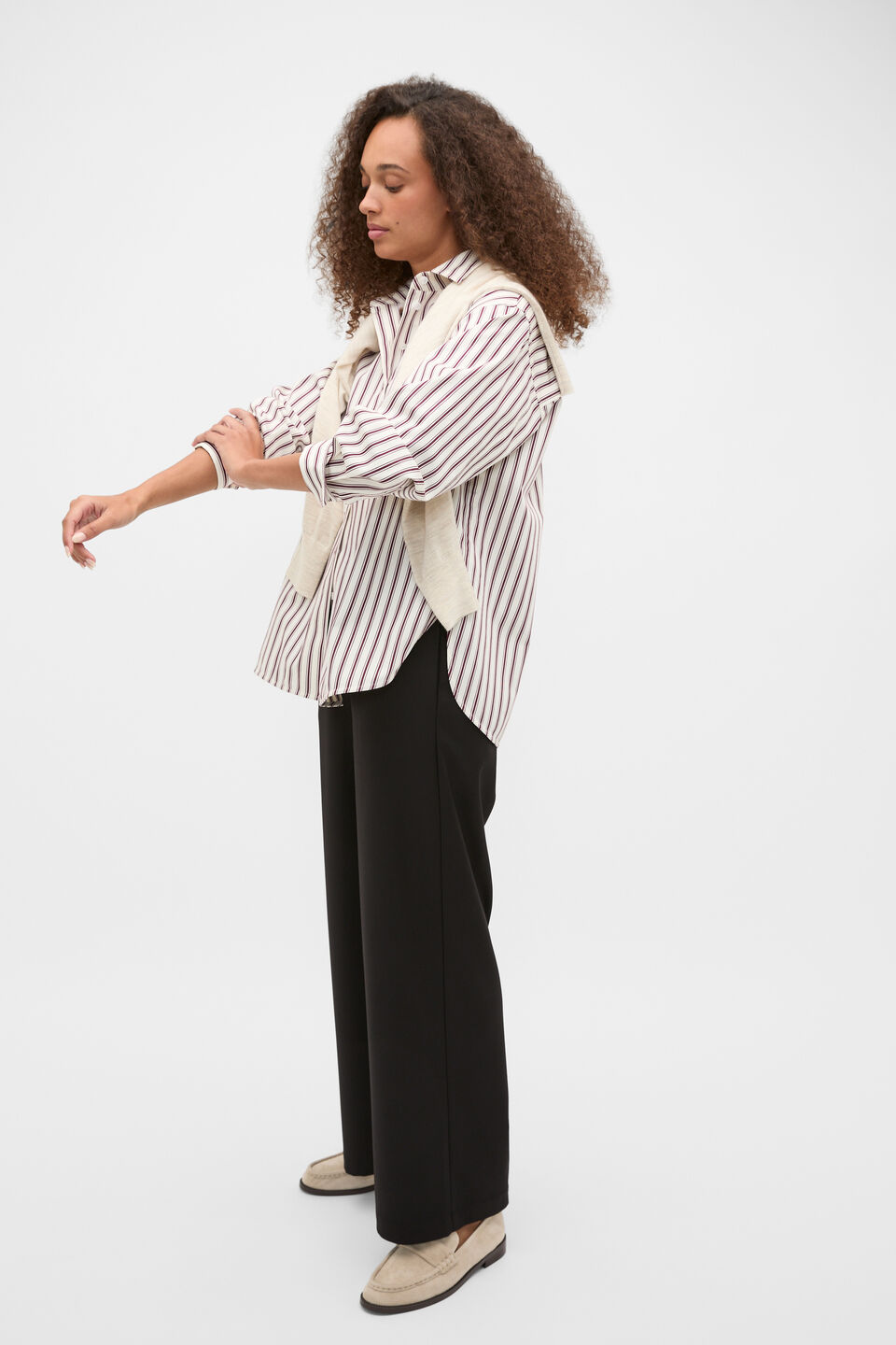 Wide Leg Pull On Pant  Black