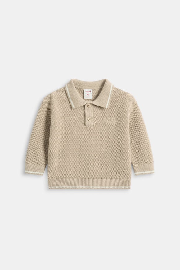Essential Knit Polo  Milk Tea  hi-res
