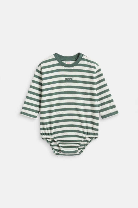 Core Stripe Rugby Bodysuit  Forest  hi-res