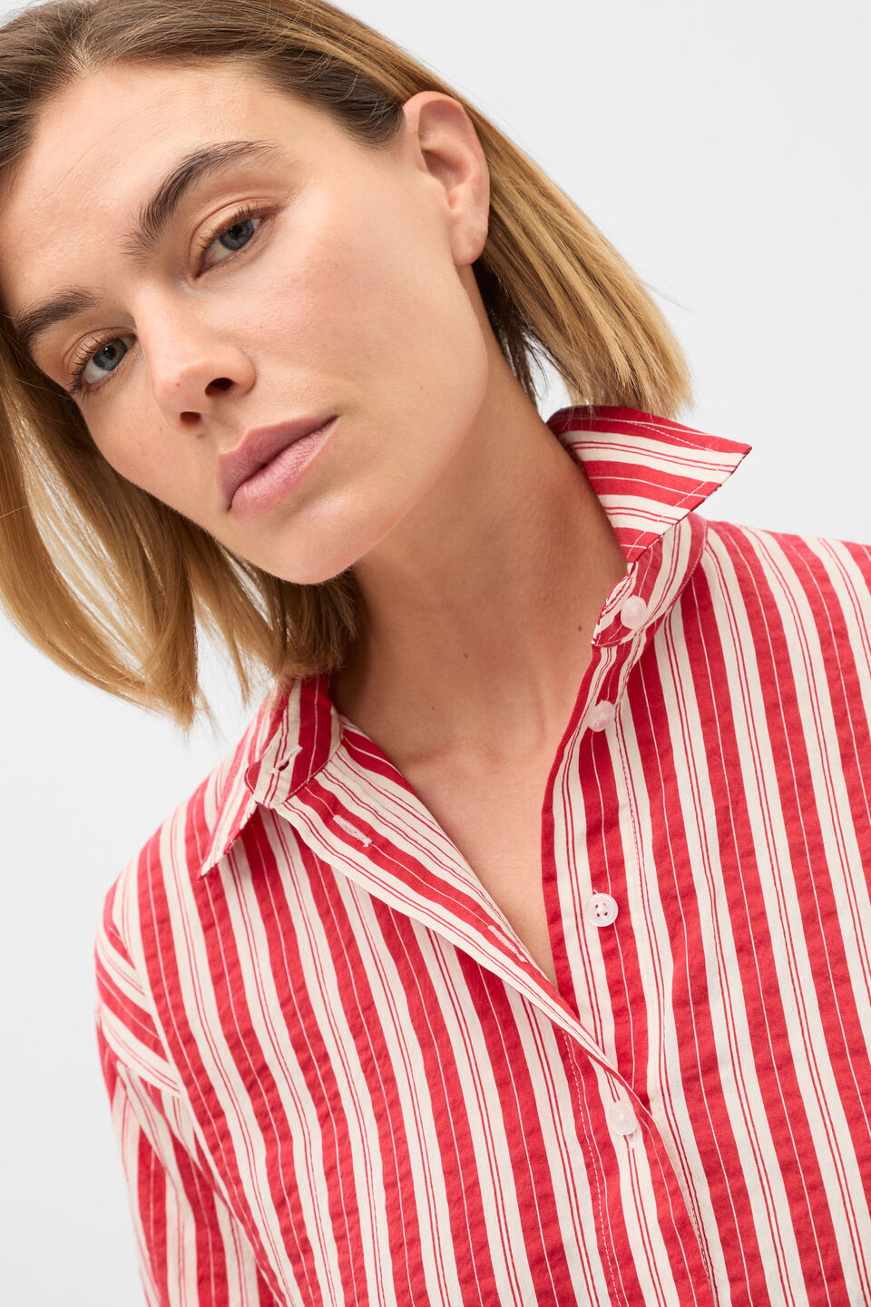 Textured Stripe Shirt  Poppy Stripe