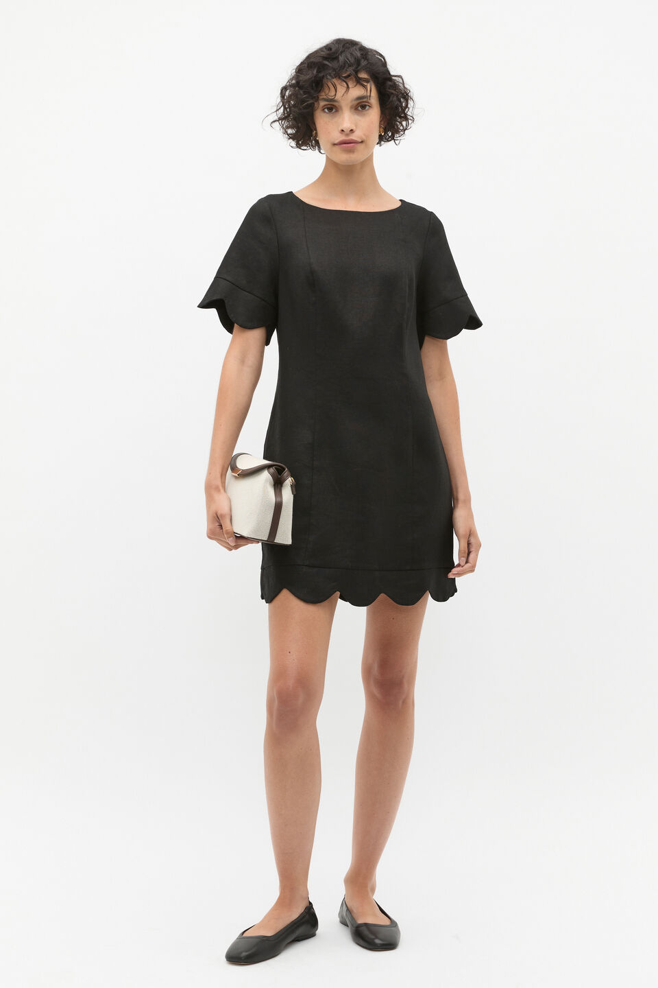 Scallop Hem Dress  Black