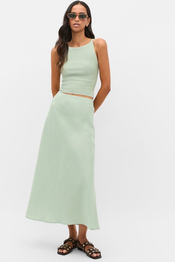 Cotton Blend Rib Knit Top  Eucalyptus  hi-res