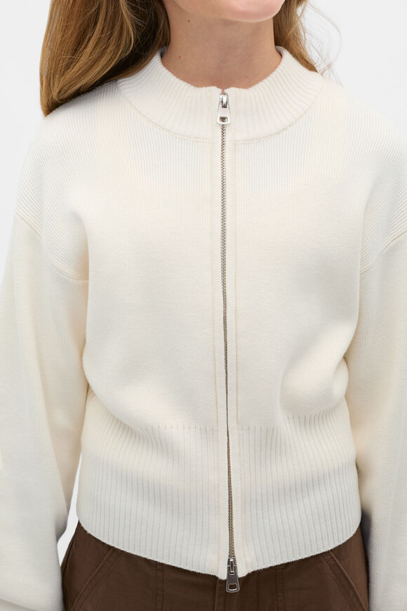 Zip Through Knit Cardigan  Classic Cream  hi-res