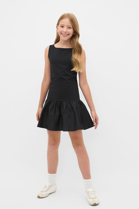 Spliced Boat Neck Dress  Black  hi-res