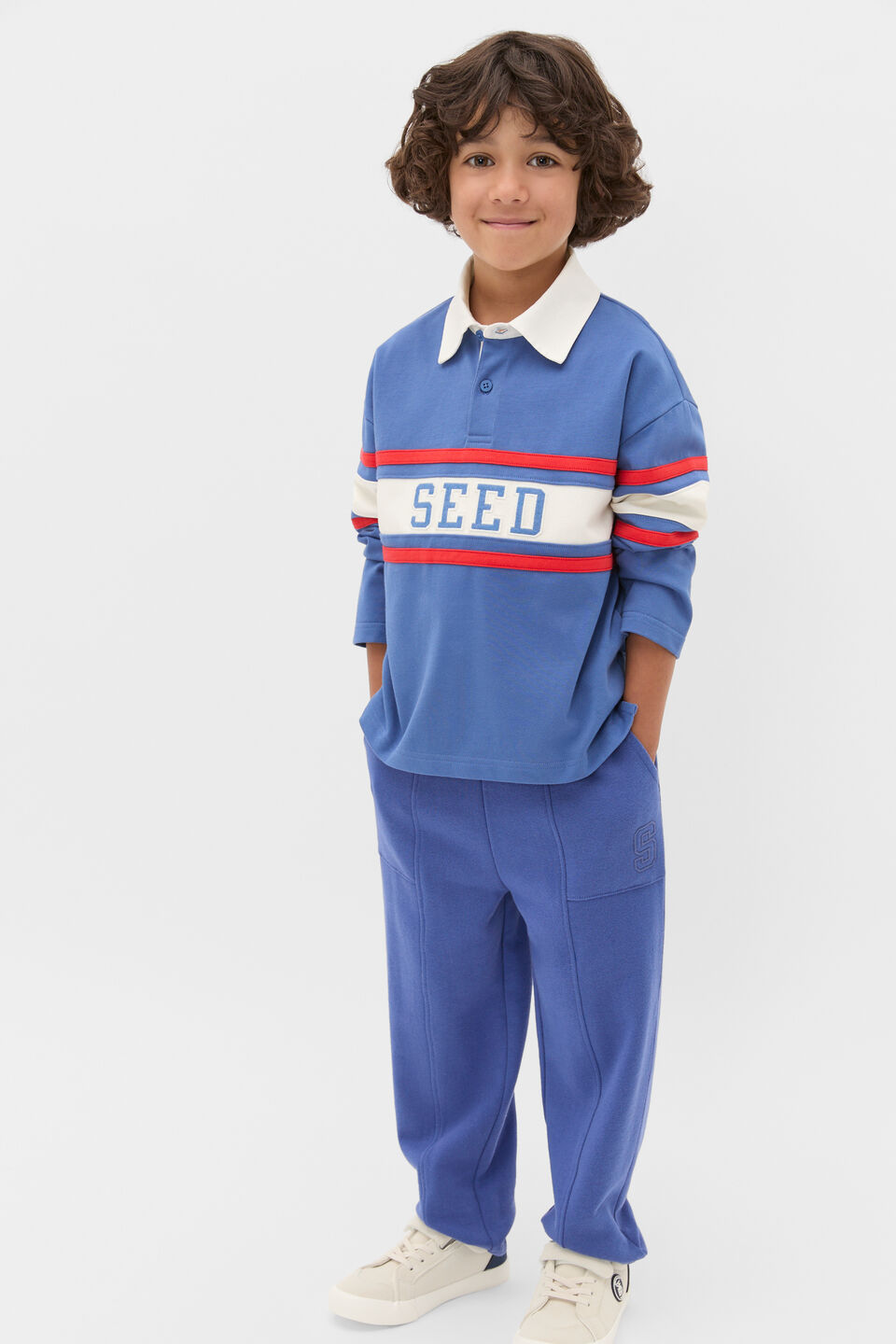 Panelled Track Pant  Retro Blue