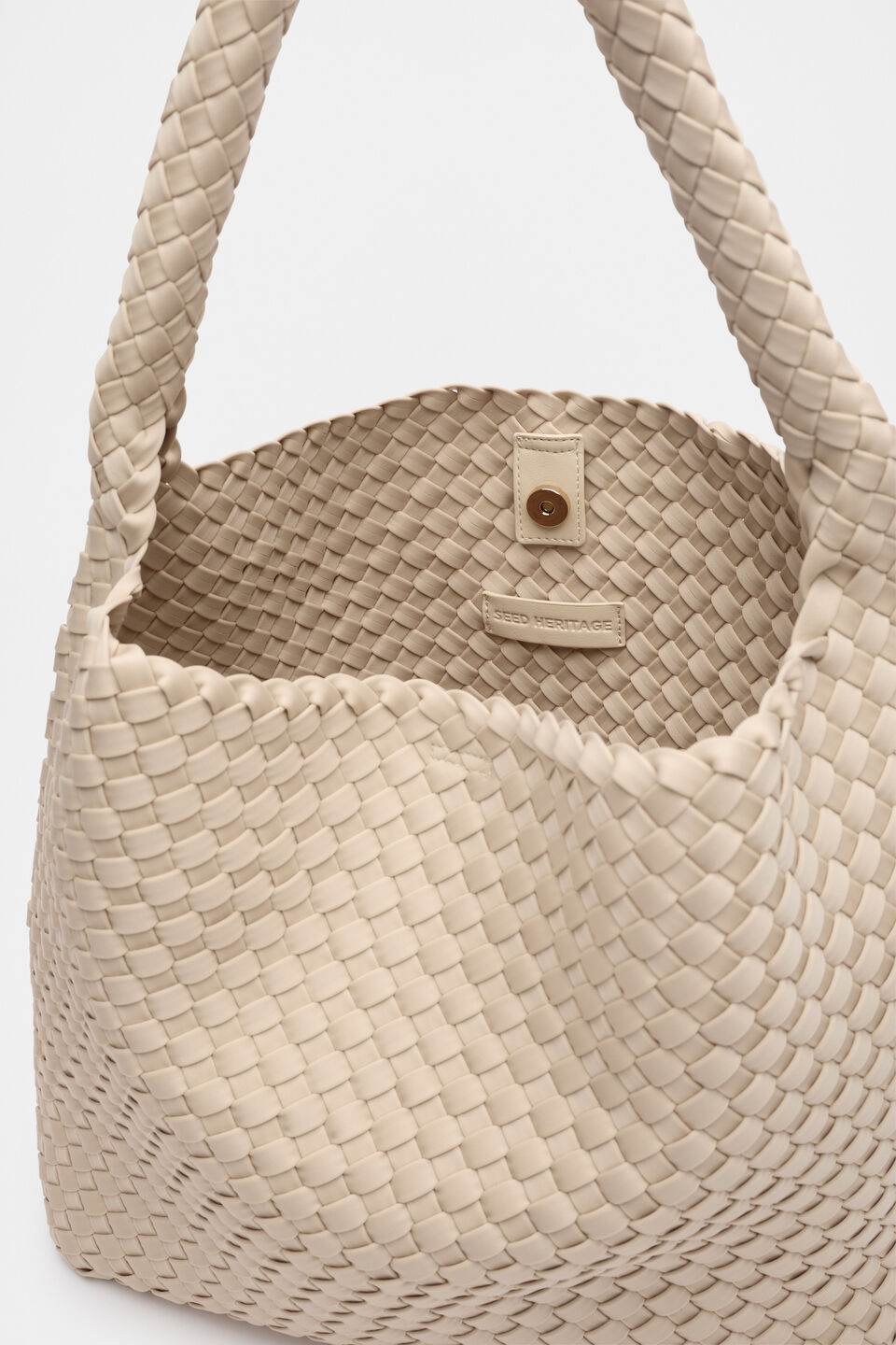 Woven Textured Tote  Ecru