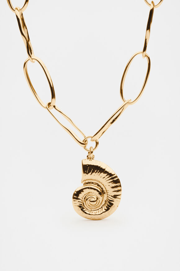 Spiral Shell Necklace  Gold  hi-res