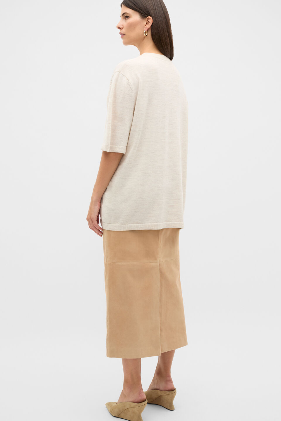 Australian Merino Oversized Tee  Mist Marle