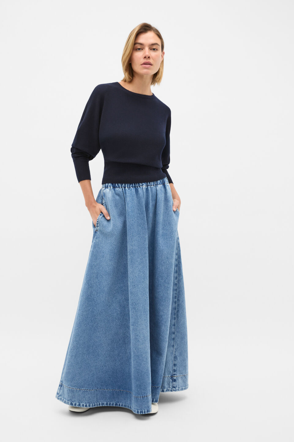 Batwing Knit Top  Twilight Blue