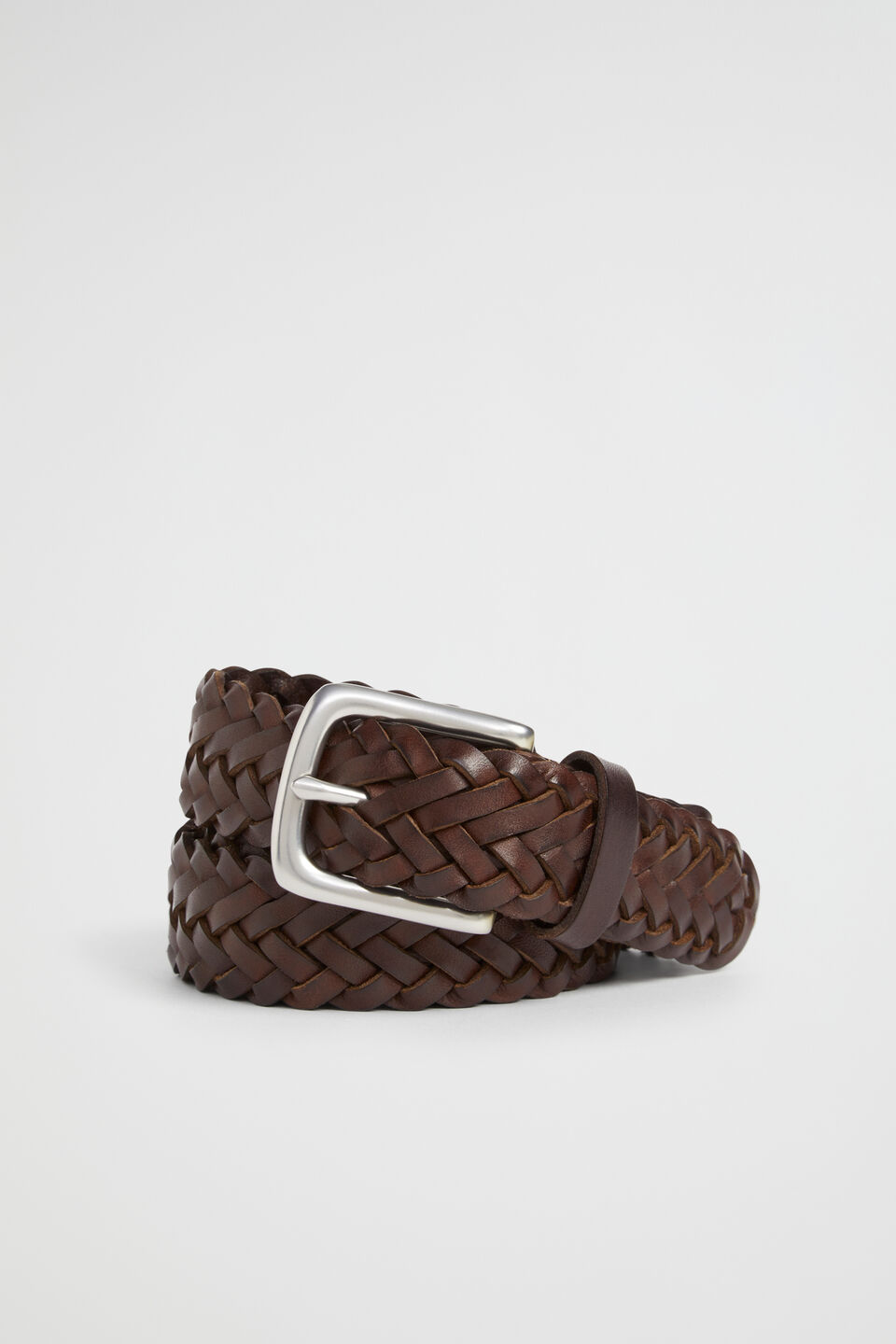 Braided Leather Belt  Chocolate
