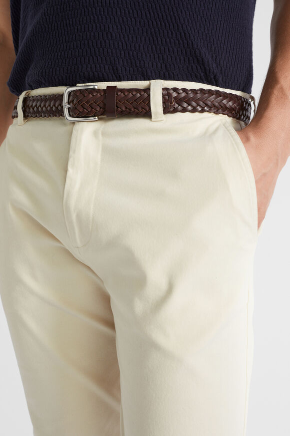 Braided Leather Belt  Chocolate  hi-res