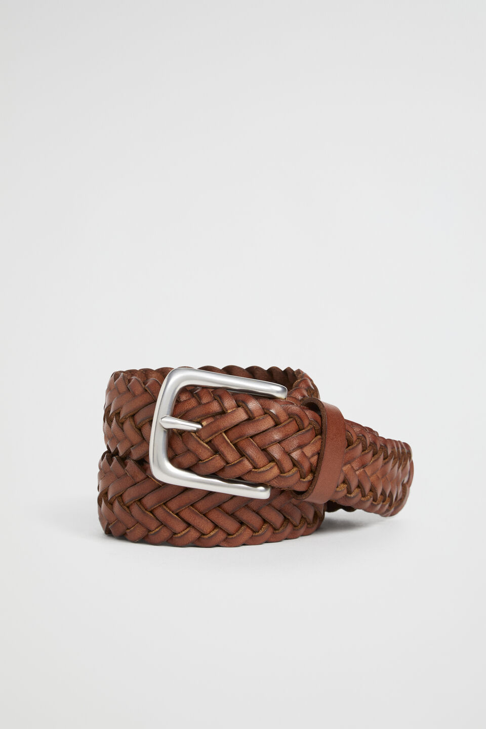 Braided Leather Belt  Tan