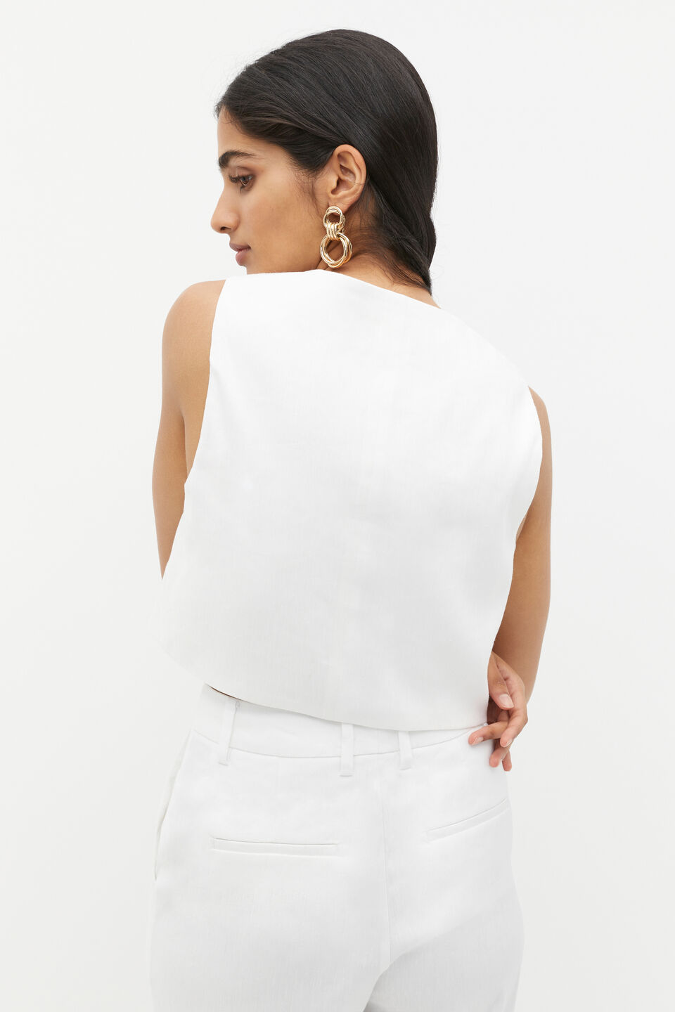 Tailored Crop Vest  Whisper White