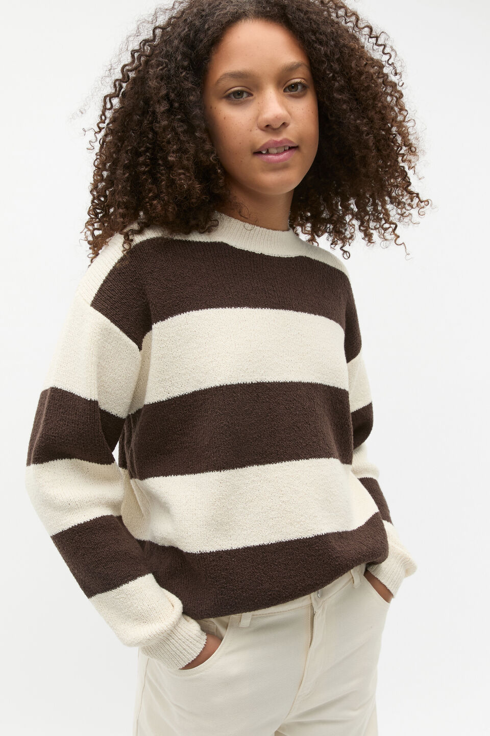 Stripe Knit Sweater  Dark Espresso