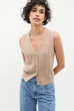 Cable V Neck Button Vest  Cookie Marle  hi-res