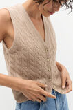 Cable V Neck Button Vest  Cookie Marle  hi-res
