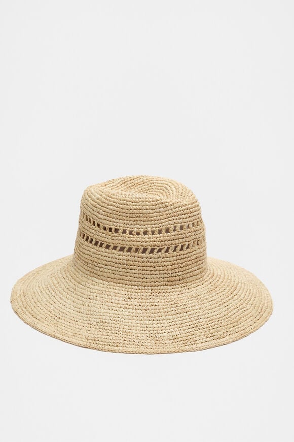 Wide Brim Detail Fedora  Natural  hi-res