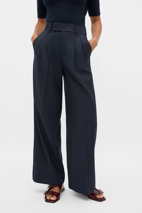 Wool Blend Pinstripe Trouser  Twilight Blue Stripe  hi-res