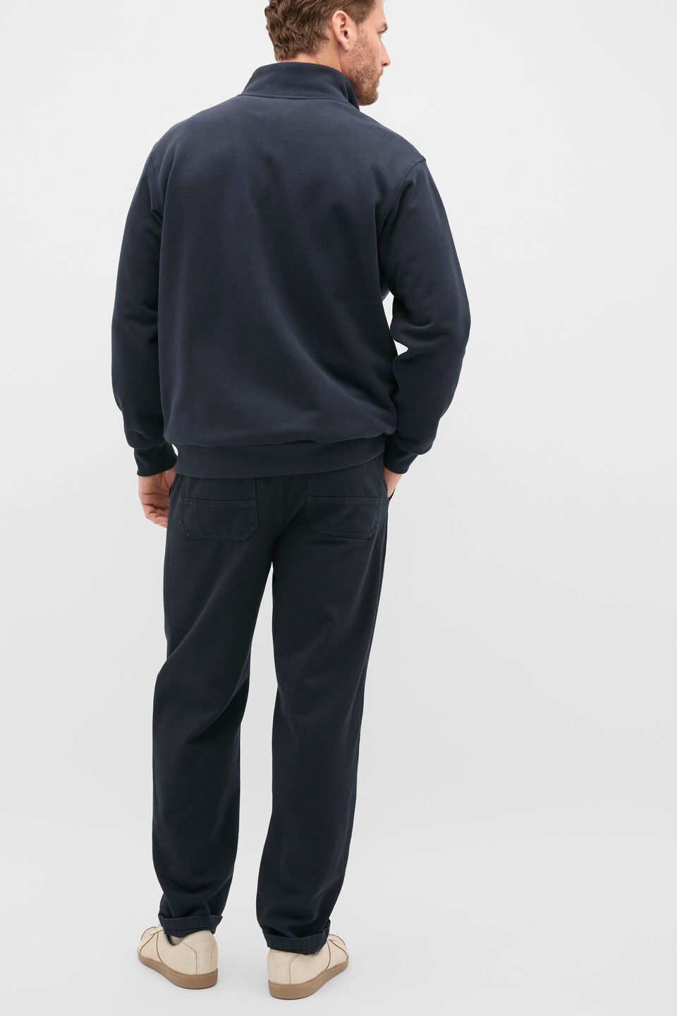 Half Zip Brushed Sweat  Midnight Blue