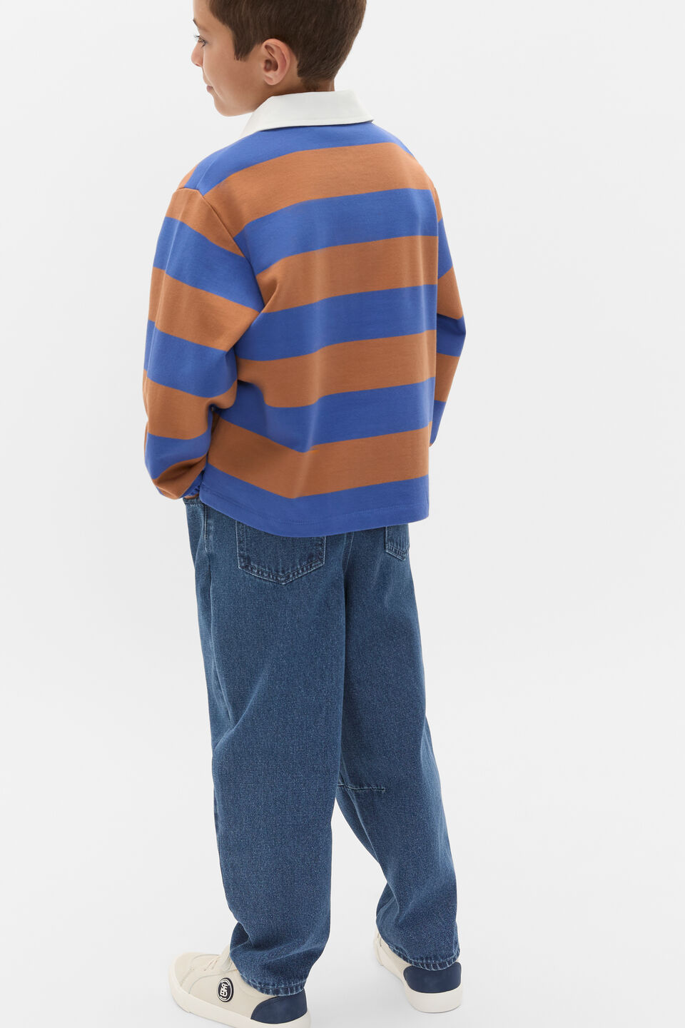 Stripe Collar Logo Sweat  Spice