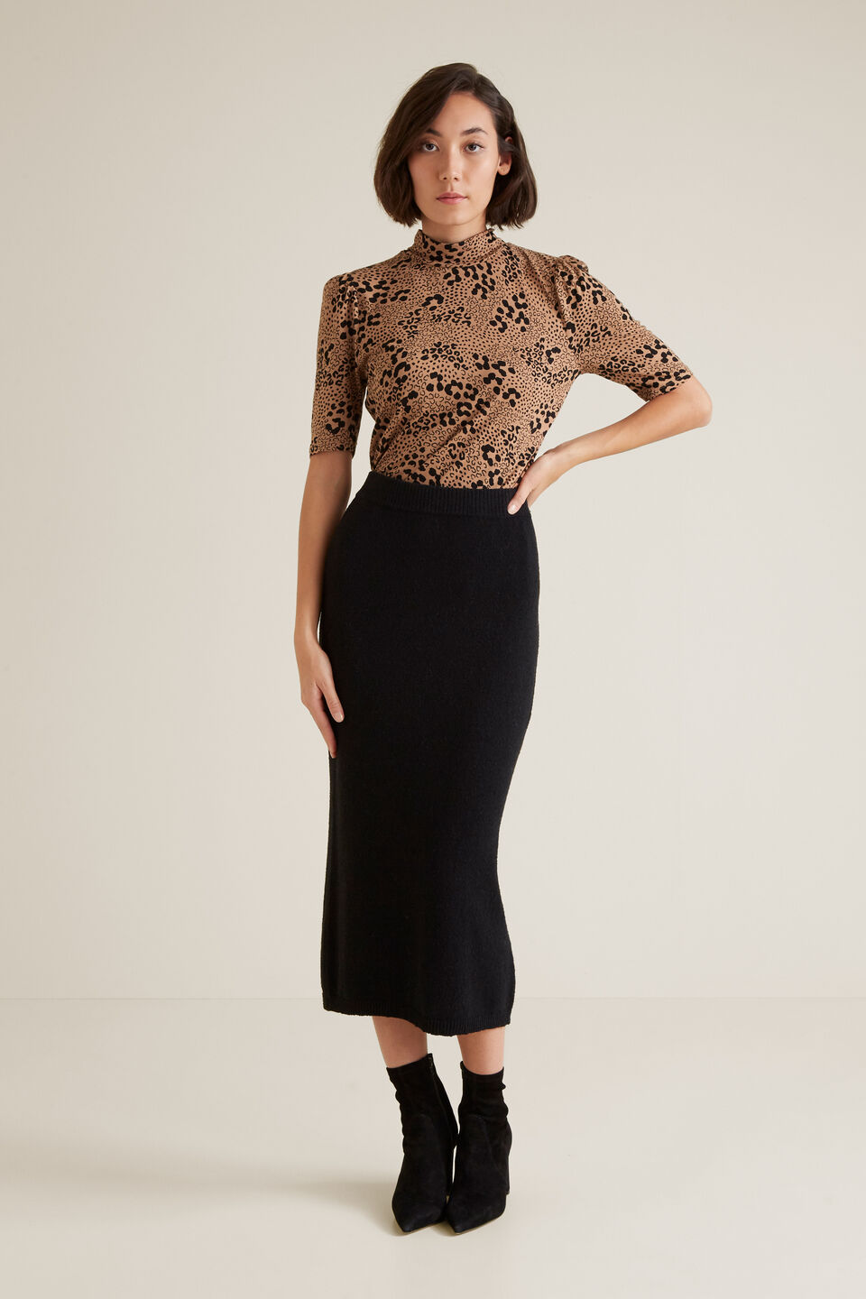 High Neck Animal Top  