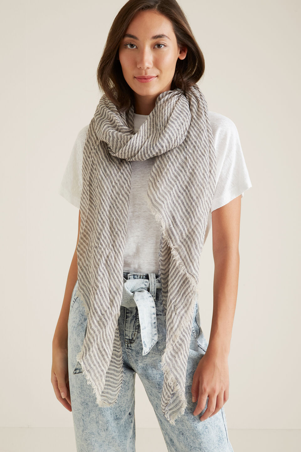 Stripe Linen Scarf  